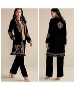 Soft Surroundings Belcastle jacket crushed black velvet embroidered S - $113.85