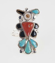 Zuni Thunderbird Incrustation Argent Sterling Bague Sz: 3.75 - $1,893.77 MXN