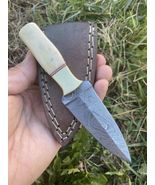 Custom HAND FORGED DAMASCUS STEEL Dagger Boot Knife Double Edge Knife+ S... - £37.61 GBP