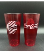 2 NBA Portland Trail Blazers Logo Ruby Red Plastic Coca-Cola Restaurant ... - £17.51 GBP