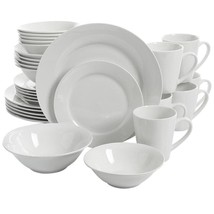 Gibson Home Noble Court 30 Piece Ceramic Dinnerware Set in White - £73.38 GBP