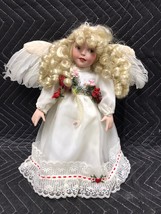 Signed Numbered Porcelain Angel Doll AEL 1998 White Feather Wings Blonde - £11.63 GBP