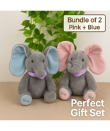 2x Singing Elephant Plush Toys Pink &amp; Blue - Musical Hide &amp; Seek Gift Set - €30,20 EUR