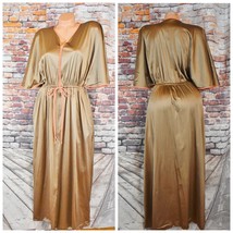 Vanity Fair Medium V Neck Maxi Nightgown Dress Nylon Robe Kaftan Vtg 70s - $62.32