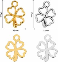 10 Shamrock Charms Miniature 4 Leaf Clover SilverGold Jewelry Findings Mixed  - £3.18 GBP