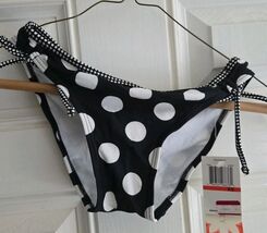Hula Honey Wimens XS Bikini Bottom Balck White Polka Dot - $10.71