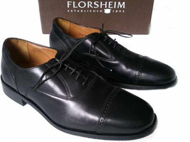 FLORSHEIM men size 8.5 M dress black leather cap toe shoes - £101.41 GBP