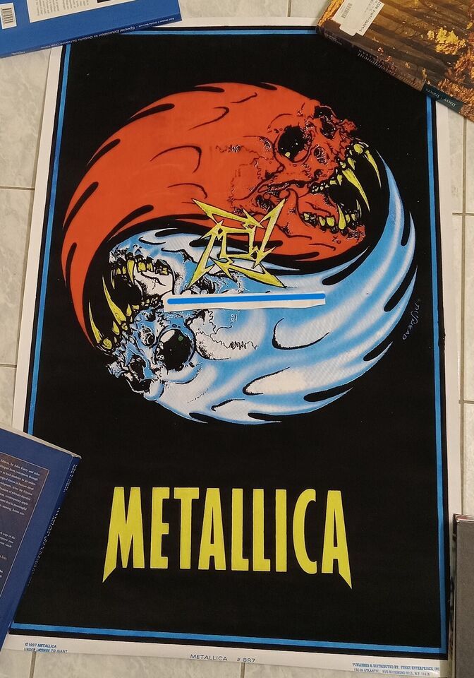 METALLICA FELT BLACK LIGHT YIN/YAN 22 1/2 X 34 1/4 INCHES LIC. POSTER!! ... - $111.84
