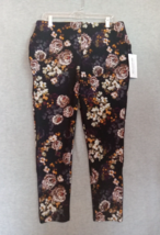 Nina Leonard Womens Knit Pants Size Petite Large Black Floral Tapered Leg - £18.39 GBP