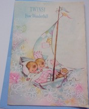 Vtg  Norcross Twins How Wonderful Parchment Greeting Card Unused With En... - $5.99