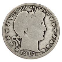 1914 Silver Barber Half Dollar 50C (Good, G Condition) Natural Color - £99.70 GBP