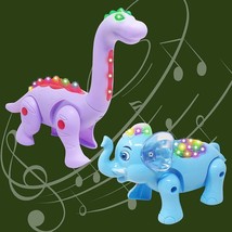 Walking Dinosaurs and Elephant Toys with Lights and Realistic Sound for kids 2+ - £20.50 GBP