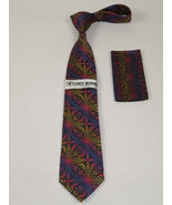 Men&#39;s Stacy Adams Tie and Hankie Set Woven Silky #Stacy94 Multi Floral - £23.48 GBP