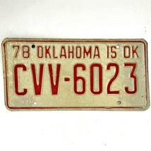 1978 United States Oklahoma Cleveland County Passenger License Plate CVV-6023 - £14.89 GBP