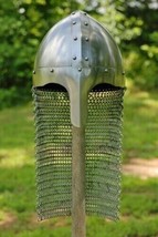 New Norman Medieval Viking Spangenhelm Nasal Helmet with Chainmail - £65.32 GBP