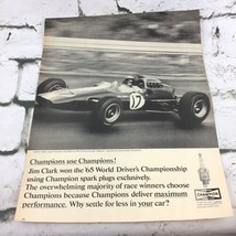 Vintage 1965 Champion Spark Plugs Jim Clark Race Driver Advertising Art ... - £7.88 GBP