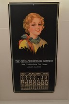 Pinup Calendar Page January 1937 The GERLACH-BARKOW Co. Joliet Il 28X 14&quot; Huge! - £11.98 GBP