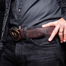 Men's Arkansas Genuine Snake Skin Belt BlackCherry image 10