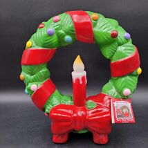 New Mr. Christmas Lighted 12” Christmas Wreath w/Candle Blow Mold Tablet... - $49.49