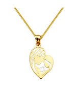 Precious Stars 14k Yellow Gold Heart Shaped Mother and Child Pendant Nec... - €231,12 EUR+