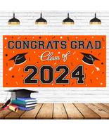 2024 Graduation Party Plastic Backdrop - 65&quot; X 32.7&quot; Congrats Grad Banne... - £13.85 GBP