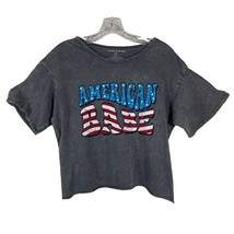 Caution To The Wind Crop Top Womens Size Small Oversized Gray American B... - $14.40