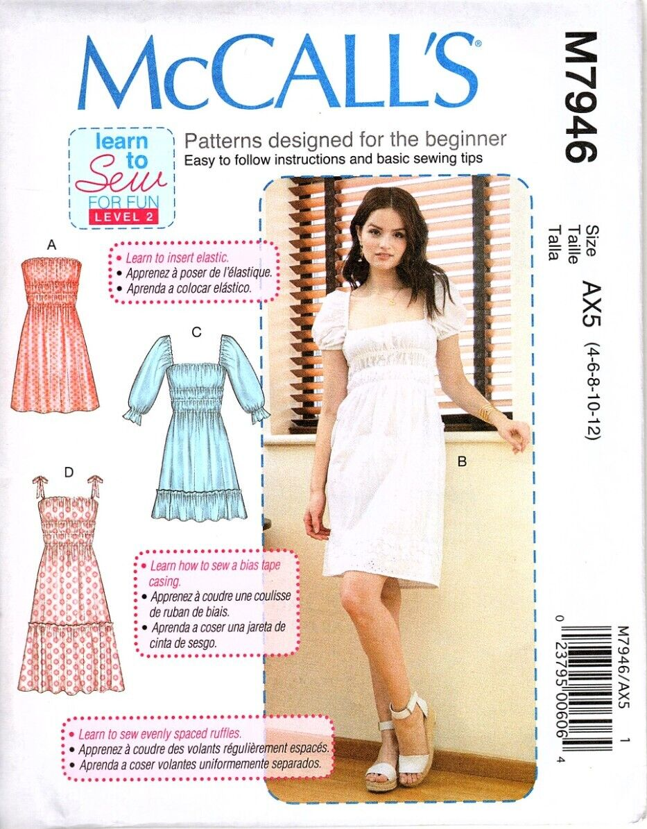 Primary image for McCall's M7946 Misses 4 to 12 Learn to Sew Dresses Uncut Sewing Pattern