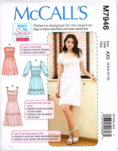 McCall&#39;s M7946 Misses 4 to 12 Learn to Sew Dresses Uncut Sewing Pattern - $14.81