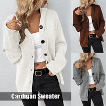 Autumn and Winter Cardigan Hooded Sweaters V-Neck Crop Sweater Outwear for Women - £19.10 GBP+