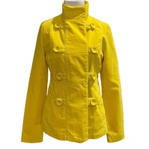 Mossimo Womens Band Jacket Yellow Buttons Double Breasted Mock Neck Lined S - £15.63 GBP