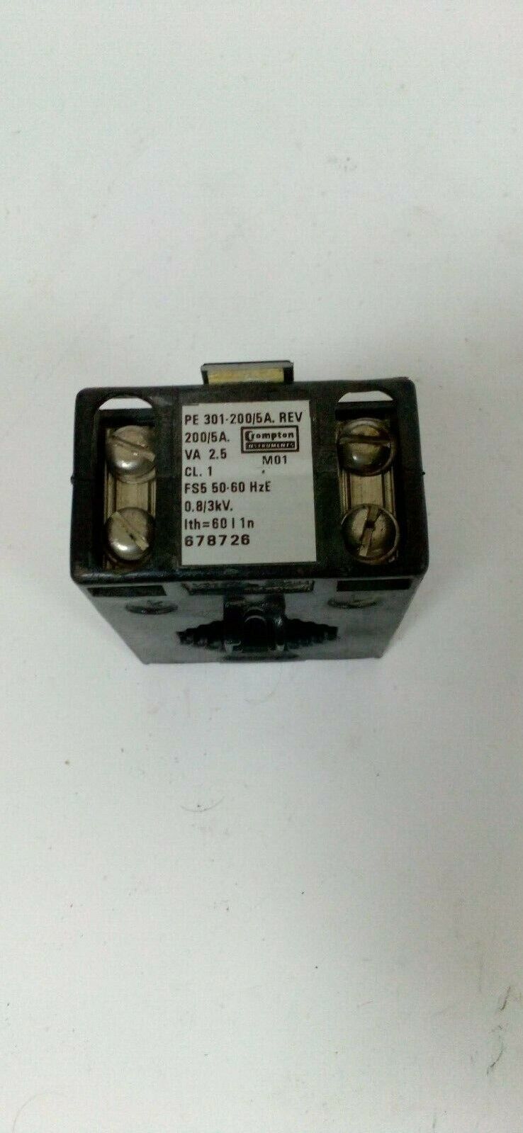 Crompton PE-301-200/5 Instrument TE Connectivity A.Rev 5AMP 0.8/3KV 50-60HZ - $14.30