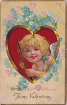 To My Valentine  Blond Little Girl Cupid 1909 Postcard D59 - £2.33 GBP