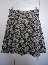 JOE FRESH LADIES PLEATED/LINED BROWN/WHITE COTTON SKIRT-6-BARELY WORN-CUTE - $8.59