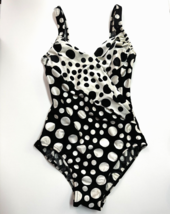 Gottex Polka dots One Piece Swimsuit womens sz 10 black/white  Monokini - $45.00