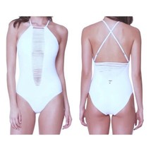 $155 Red Carter Slashed One Piece Swim Suit Small 2 4 White CrissCross B... - £63.73 GBP