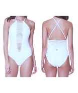 $155 Red Carter Slashed One Piece Swim Suit Small 2 4 White CrissCross B... - £61.58 GBP