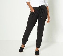 Susan Graver Weekend Heathered Brushed Knit Jogger Pants- Black, Small - £15.81 GBP