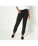 Susan Graver Weekend Heathered Brushed Knit Jogger Pants- Black, Small - £15.52 GBP