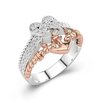 Anchor Diamond Anchor Ring Two-Tone Antiqu Engagement Ring Nautical Anchor Ring  - £101.82 GBP