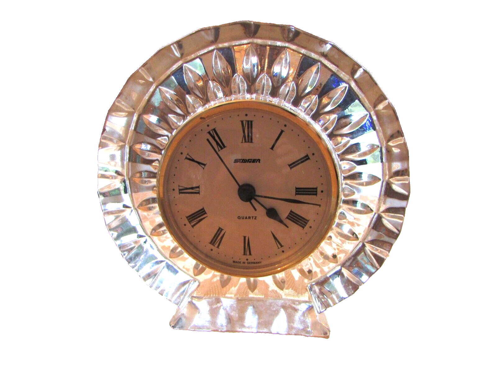Staiger Quartz Desk Vanity Crystal Clock 5&quot;H  New Battery Germany - $28.66