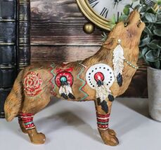Tribal Warpath Native Howling Wolf Totem Spirit Figurine Collection 6.25"L - $25.99