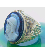 Victorian 14K Gold Carved Sardonyx Roman Soldier Warrior Cameo Mens Ring... - £1,560.44 GBP