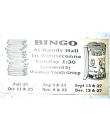 Vintage Bingo At Kaudy Hall In Winneconne Promo Card 1970s - $55.92 MXN