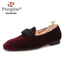 2022 dark red colors velvet men shoes with bow-knot designs Wedding men&#39;s loafer - £202.43 GBP