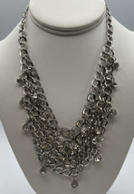 Jewelry Necklace Five Layers Round Cut Glass Pronged Marcasite Cable Chain  17&quot; - £8.82 GBP