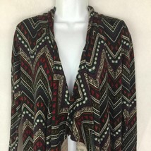 Almost Famous Chevron Cascade Knit Cardigan Open Front Long Sleeve Hoode... - £23.41 GBP