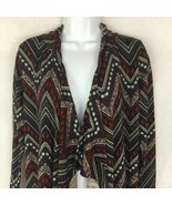 Almost Famous Chevron Cascade Knit Cardigan Open Front Long Sleeve Hoode... - £23.41 GBP