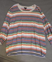 Talbots Woman Colorful Multicolor Striped Nylon Rayon Cotton Blend Sweater Sz 3X - £18.28 GBP