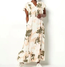 Studio Park x Amy Stran Floral Effortless Maxi Dress- TAUPE FLORAL, Medium - £21.84 GBP