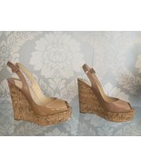 Christian Louboutin Une Plume Sling 120 Patent Leather Cork Wedge – Size  7 - $553.41